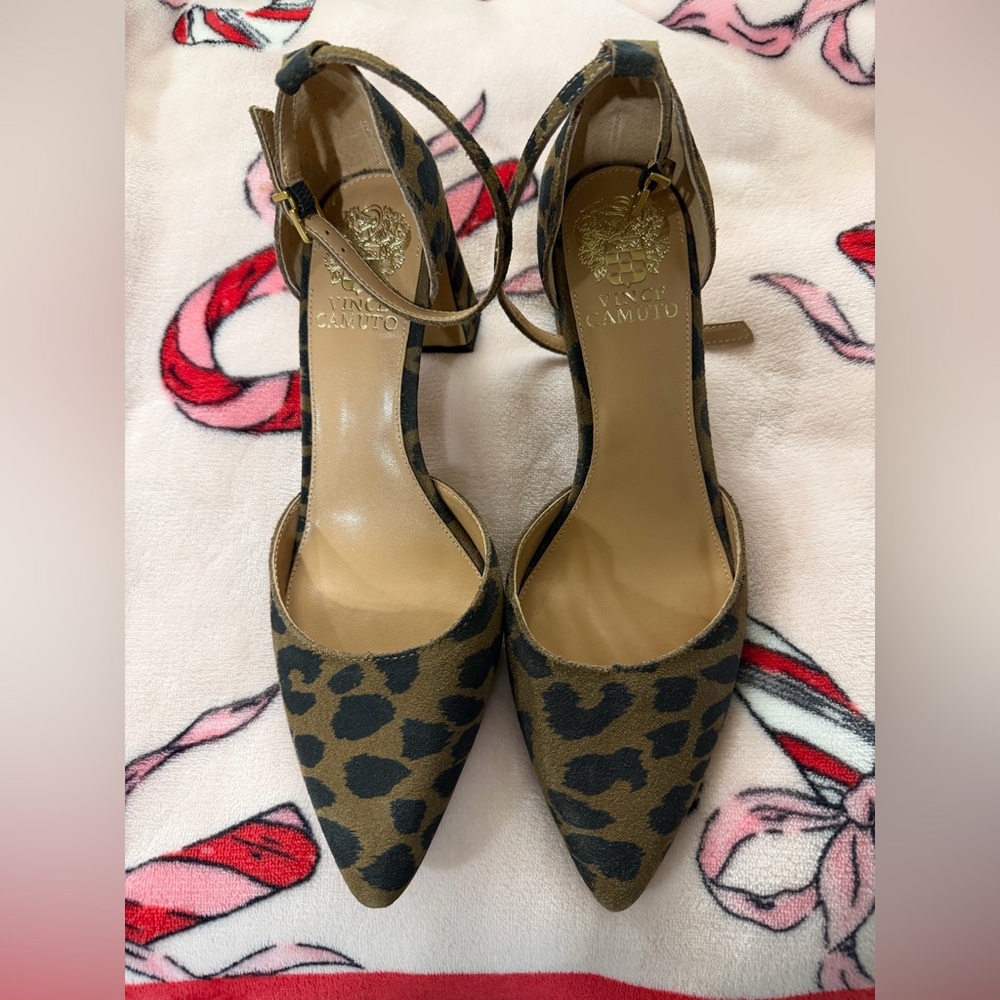 Vince Camuto Animal Print Ankle Strap Heels